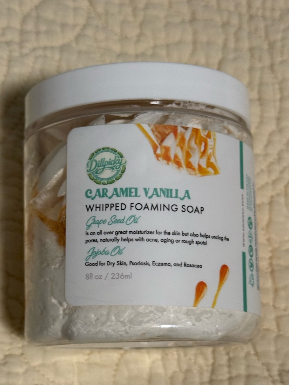 Aminnah/Dillpicky collab “Caramel Vanilla” Whipped Foaming Soap!